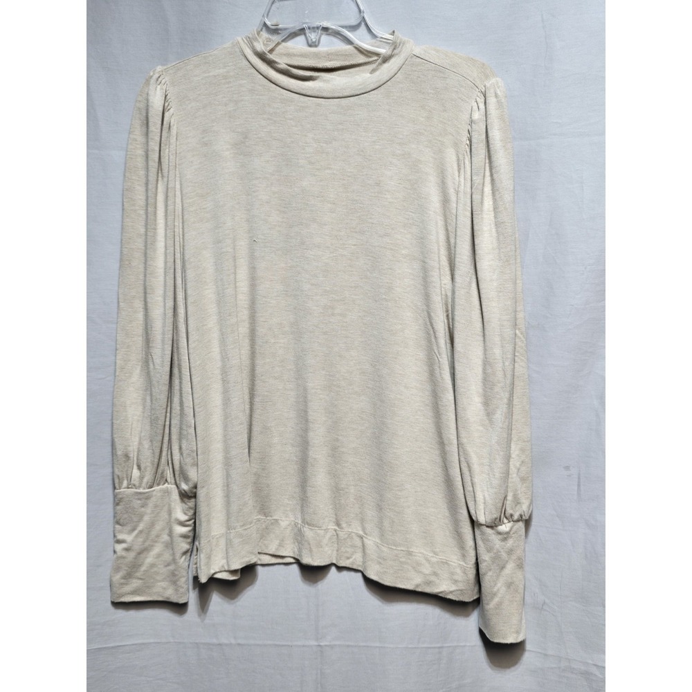 Loft Women's  Long Sleeves Shirt Beige Large  Rayon‎